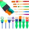 AROIC 82 Pack Washable Finger Paint Set, 12 Color Finger Paints 1 oz Each, Sponges, Painting Brushes, Waterproof Painting Apron, Palette Paper Drawing Gifts for Adults view 3