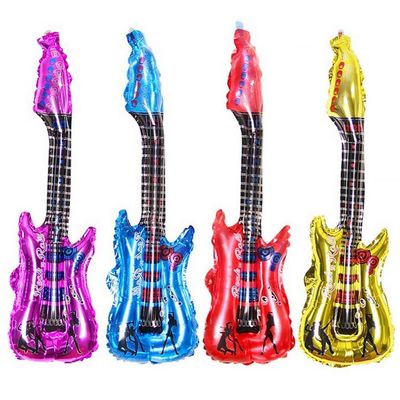 4 Pcs Inflatable Guitar Aluminum Foil Balloons, Party Mylar Balloon Rock Guitar for Music Theme Birthday Wedding Party Decoration Accessories Party Supplies