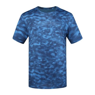 Men's Lightweight Camo Athletic T-Shirt Breathable Workout Short Sleeve Shirts Quick Dry Muscle Running Tops (Blue,4X-Large)
