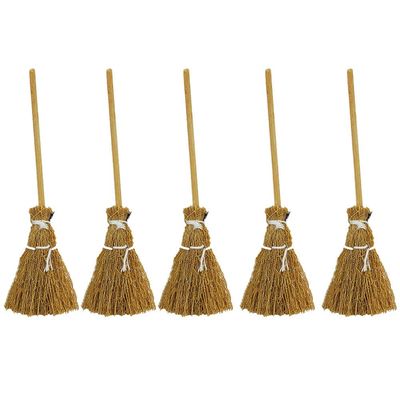 Toyvian Witch Broom Witch Broom 5Pcs Artificial Mini Miniature Props Mini Straw Fairy Hopuse Micro Landscape Decoration Stick Kids Cinnamon