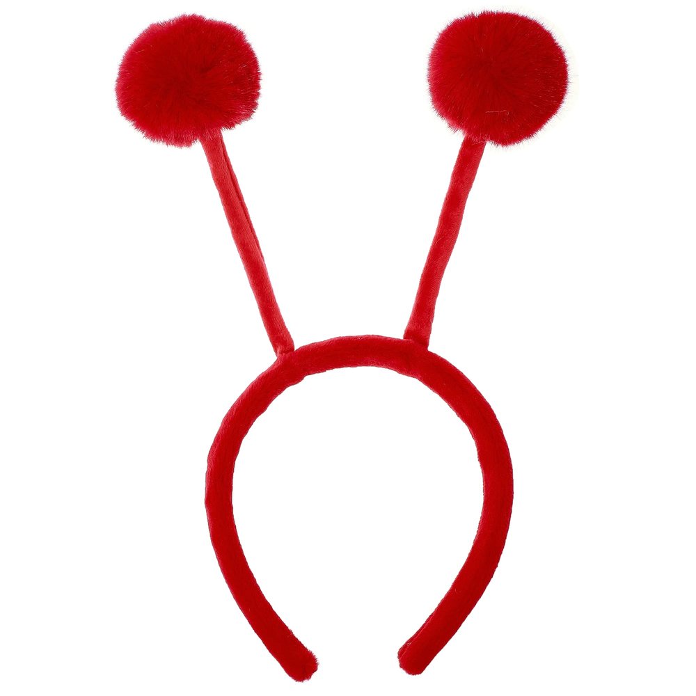 CHEU antenna headband costume as bee, snail, ant, insect props with bendable plush pom pom bopper (red)
