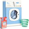 Casdon Blue Electronic Washer - Toy Washing Machine with Spinning Drum, Lights, & Sound Effects - Includes Laundry Basket & Washing Powder Box - Playset for Children Aged 3+ view 1