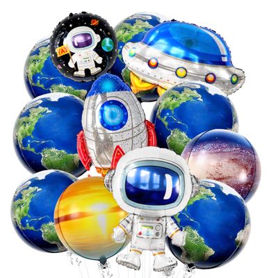 Happy Birthday Space Balloons - Huge Pack of 34 | Galaxy Balloons for Space Themed Party Supplies | Earth Balloons for Travel Party Decorations, Back To School Decorations | Galaxy Party Decorations