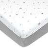 American Baby Company 2 Pack 100% Natural Cotton Fitted Pack and Play Sheets 39" x 27" - Soft & Breathable Pack N Play Sheets for Playard & Mini Crib Mattress, Gray Star and Gray, for Boys & Girls view 1