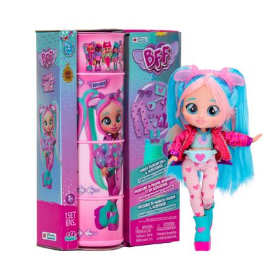 BFF by Cry Babies Bruny Fashion Doll with 9+ Surprises Including Outfit and Accessories for Fashion Toy, Girls and Boys Ages 4 and Up, 7.8 Inch Doll, Multicolor