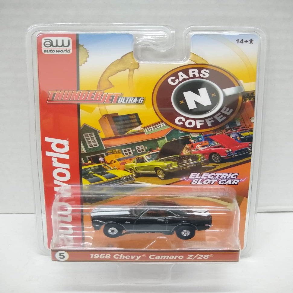 Auto World SC379-5A Cars N Coffee 1968 Camaro Z/28 HO Scale Electric Slot Car - Black