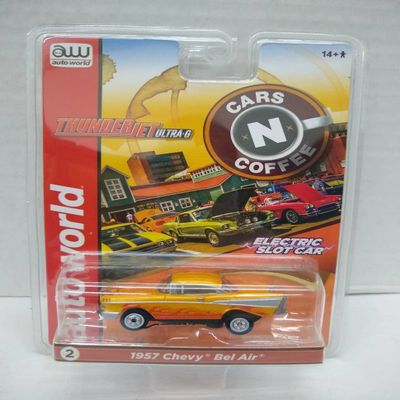 Auto World SC379-2A Cars N Coffee 1957 Bel Air HO Scale Electric Slot Car - Orange