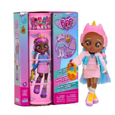 BFF by Cry Babies Jassy Fashion Doll with 9+ Surprises Including Outfit and Accessories for Fashion Toy, Girls and Boys Ages 4 and Up, 7.8 Inch Doll, Multicolor