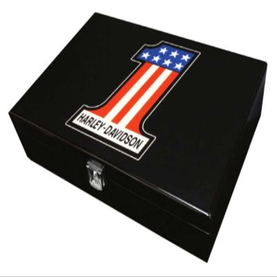 Harley-Davidson #1 RWB Logo Collector's Hi-Gloss Veneer Case Poker Chip Set