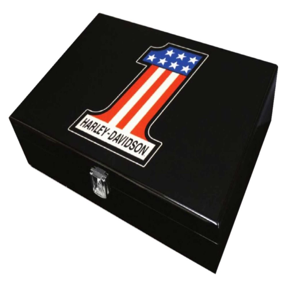 Harley-Davidson #1 RWB Logo Collector's Hi-Gloss Veneer Case Poker Chip Set