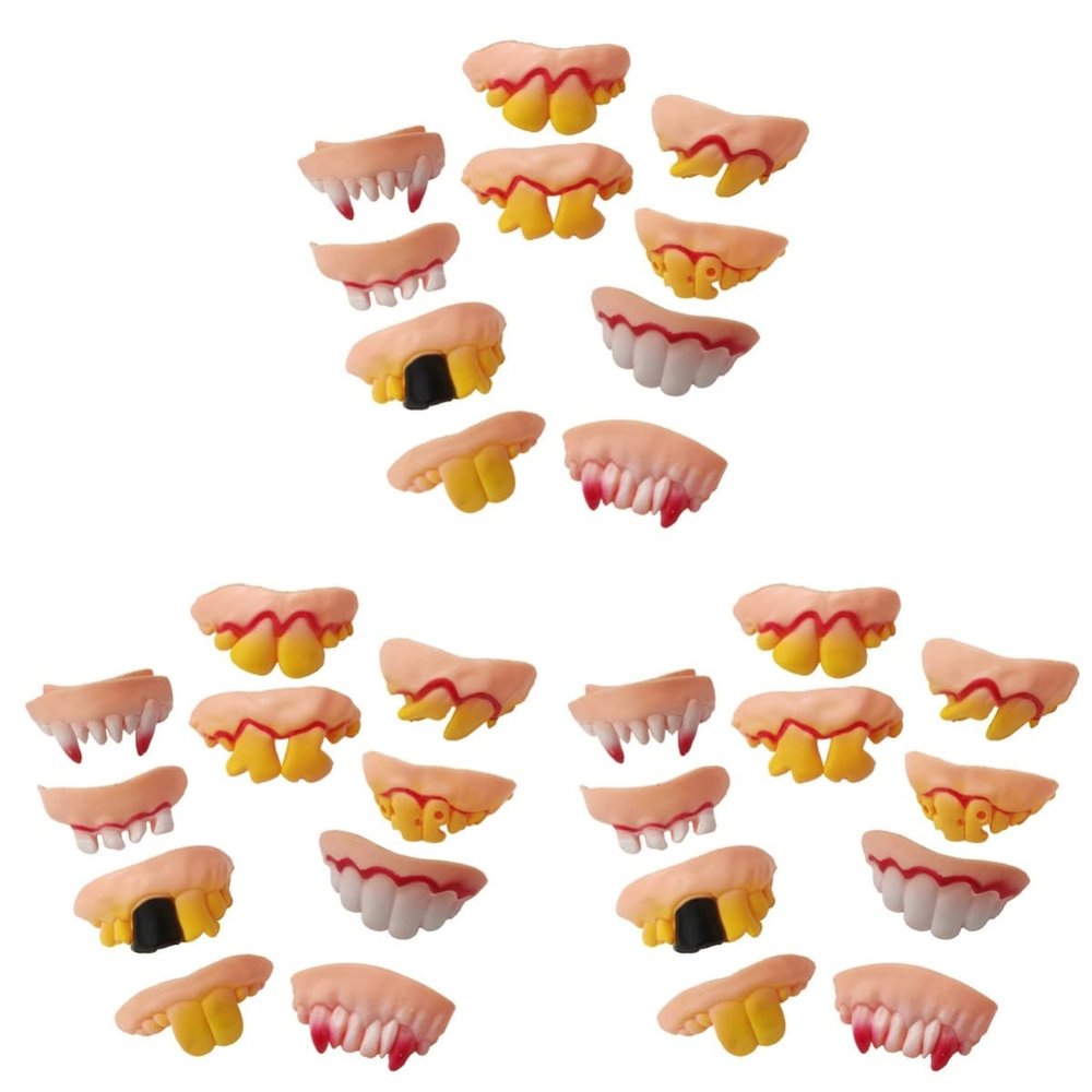 30 Pcs Fake Blood Teeth Vampire Fangs Teeth Ugly Fake Teeth Prank Toy Troubled Teeth Funny Teeth April Fool s Day Photos Props Halloween Decoration Joke Teeth Make up