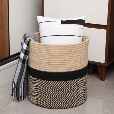 with Handle Cotton Rope Laundry Basket Woven Storage Basket Nursery Decor Laundry Hamper Toy Storage Organiser Large Blanket Basket for Diaper Blanket Toy Towel Laundry Basket Home Decor
