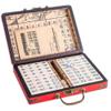 LSOAARRT Portable Chinese Family Mahjong Travel Set with 144 Mini Tiles,2 Pcs Dice & Leather Carrying Case Box for Travel Party (M) view 1