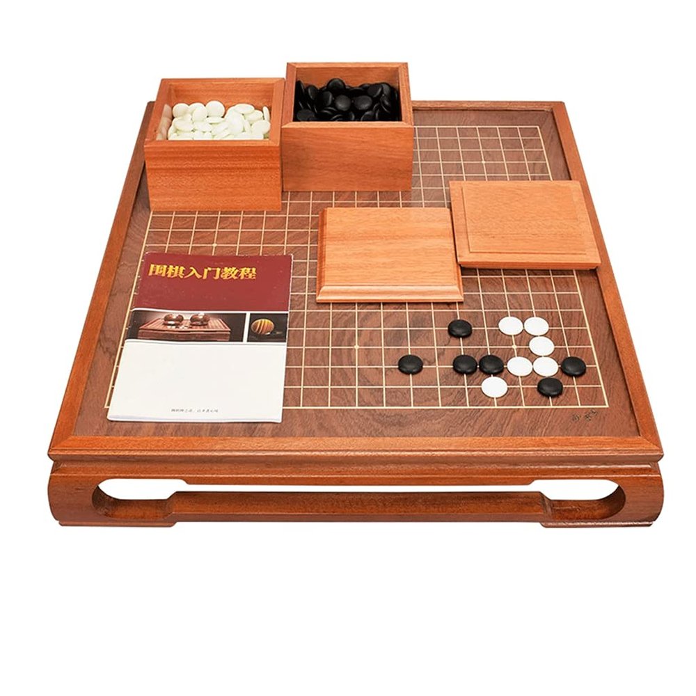 19  19 Red Walnut Go Game Table Board with Mahogany Bowl and 361 GO Stones Classic Chinese Board Game Weiqi for 2-Player