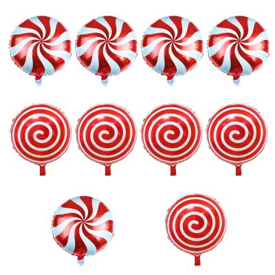 Christmas Foil Balloons, 10 Large Red Swirl Mylar Foil Balloons, 18 Inch Helium Balloons for Xmas, New Year & Birthday Party Candy Decorations