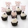 24 PCS Eat Me Cupcake Toppers Glitter Try Me Take One Alice Cupcake Picks Decorations for Fairytale Alice Theme Baby Shower Kids Boys Girls Birthday Party Supplies Rose Gold view 3