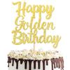 1 PCS Happy Golden Birthday Cake Topper - Gold Glitter Pick for Celebrating Anniversary Theme Party Cake Decorations Supplies view 1