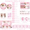 KEFAN Dog Party Supplies, Pink Dog Paw Birthday Tableware Party Decorations including Pink Dog Plates, Cups, Napkins, Tablecloth, Lets Party HAPPY BIRTHDAY Banner Backdrop, Balloons - Serves 20 view 2