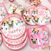 KEFAN Dog Party Supplies, Pink Dog Paw Birthday Tableware Party Decorations including Pink Dog Plates, Cups, Napkins, Tablecloth, Lets Party HAPPY BIRTHDAY Banner Backdrop, Balloons - Serves 20 view 3