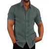 Maiyifu-GJ Men's Short Sleeve Beach Shirts Lightweight Summer Button Down Shirt Plain Tropical Holiday T Shirt with Pocket (Grey,Medium) view 2