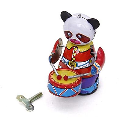 Yiju Retro Panda Drummer Drumming Clockwork Collectible