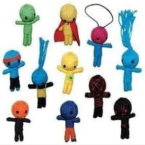 String Voodoo Dolls - Set of 15 Small Dolls, Multicolored, VOO15C