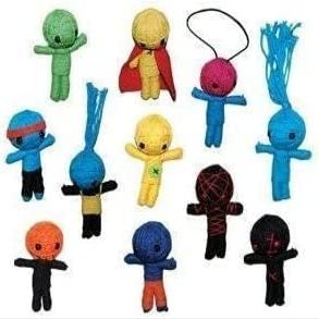 String Voodoo Dolls - Set of 15 Small Dolls, Multicolored, VOO15C