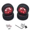 Greendhat 76Mm Metal Wheel Tire Tyre with Wheel Hex Nut Adaptor for Wltoys A959 A979 144001 124019 RC Car Upgrade Parts ( Color : Red ) view 1