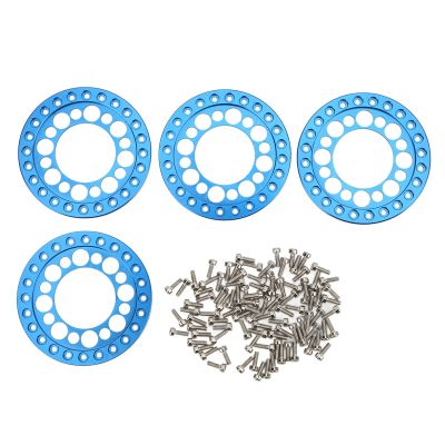 4pcs 1.9" Aluminum Alloy Wheel Outer Beadlock Ring for Axial Scx10 90046 1/10 RC Crawler 1.9 Wheel Rims(Blue)