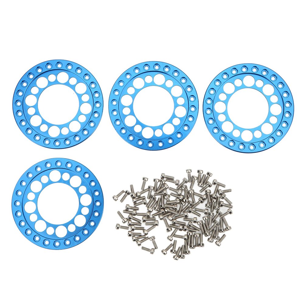 4pcs 1.9" Aluminum Alloy Wheel Outer Beadlock Ring for Axial Scx10 90046 1/10 RC Crawler 1.9 Wheel Rims(Blue)