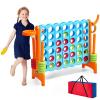 HONEY JOY Jumbo 4-to-Score Giant Game Set, 3-in-1 Indoor Outdoor Family Yard Game Set w/Basketball Hoop & Ring Toss, 42 Jumbo Rings, Quick-Release Slider, Giant 4-in-A-Row for Kids & Adults view 1
