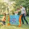 HONEY JOY Jumbo 4-to-Score Giant Game Set, 3-in-1 Indoor Outdoor Family Yard Game Set w/Basketball Hoop & Ring Toss, 42 Jumbo Rings, Quick-Release Slider, Giant 4-in-A-Row for Kids & Adults view 2