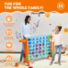 HONEY JOY Jumbo 4-to-Score Giant Game Set, 3-in-1 Indoor Outdoor Family Yard Game Set w/Basketball Hoop & Ring Toss, 42 Jumbo Rings, Quick-Release Slider, Giant 4-in-A-Row for Kids & Adults view 3