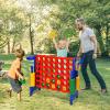 HONEY JOY Jumbo 4-to-Score Giant Game Set, 3-in-1 Indoor Outdoor Family Yard Game Set w/Basketball Hoop & Ring Toss, 42 Jumbo Rings, Quick-Release Slider, Giant 4-in-A-Row for Kids & Adults view 2