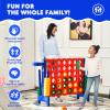 HONEY JOY Jumbo 4-to-Score Giant Game Set, 3-in-1 Indoor Outdoor Family Yard Game Set w/Basketball Hoop & Ring Toss, 42 Jumbo Rings, Quick-Release Slider, Giant 4-in-A-Row for Kids & Adults view 3