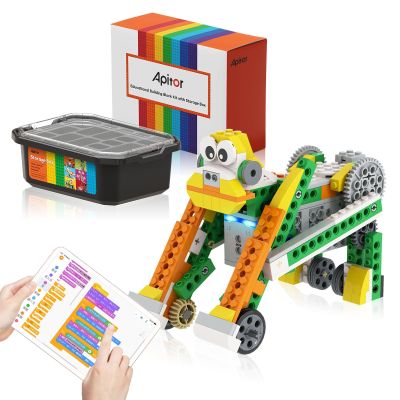 Apitor Robot Q Robot Building Kit, 20-in-1 Programmable APP RC Car Robotics Coding Kit, Includes Large Storage Organizer with Sorting Plate, STEM Birthday Gifts for Boys Girls Kids Aged 6-12