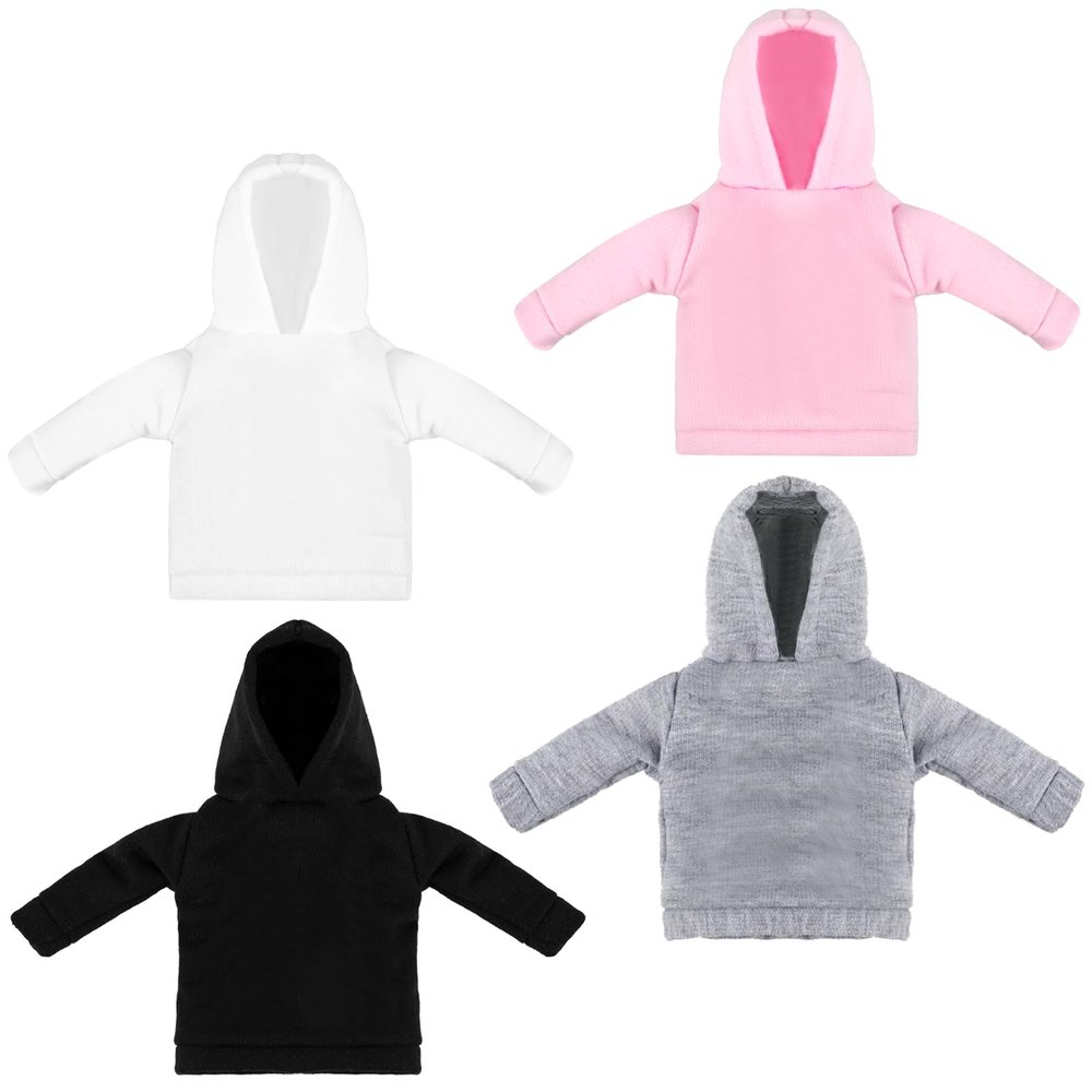 Bencailor 4 Pcs Doll Clothes Winter Sweater Hoodie Accessories Cute Hoodie Clothing Set(Black, Pink, White, Gray,11.5 Inch Doll)