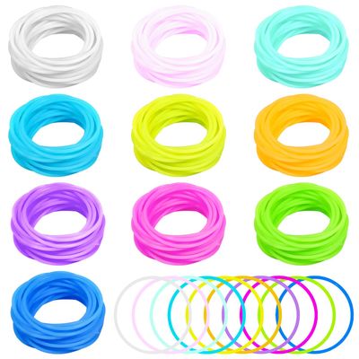 Glow in Dark Jelly Bracelets 100Pcs - 80s Colorful Neon Retro Rock Pop Star Rainbow Diva Disco Gel Stretchable Bands