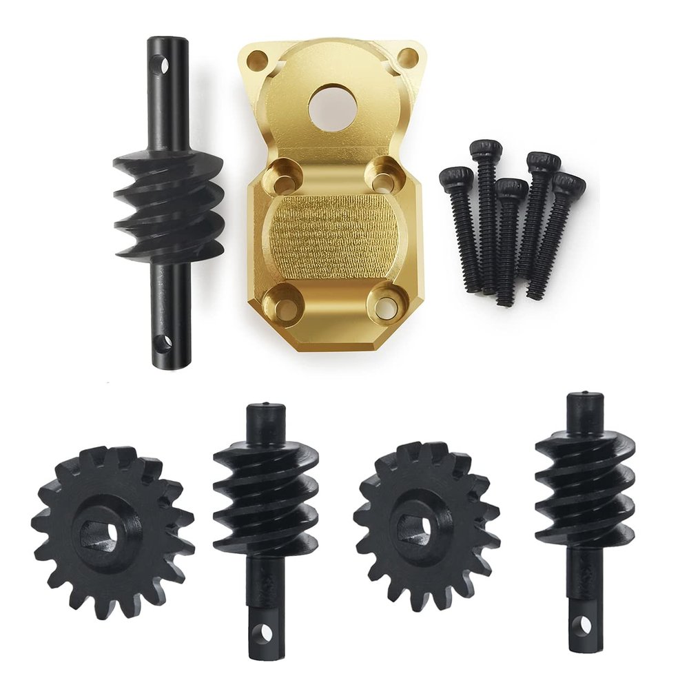 RCHUBAM Brass Diff Cover and Axle Gear 6X6 Rear Axle Conversion and 16T Steel Gears for 1/24 Axial SCX24 Deadbolt C10 Bronco RC Crawler Car