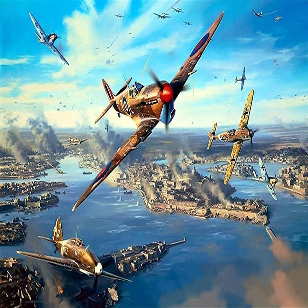Adults Kids 1000 Pieces Wooden Jigsaw Puzzle Fighter Plane Air Force The Second World War Puzzle Challenging Educational Fun Family Games Toys Gifts for Home Kitchen Decor Family Activities