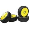 HIRCQOO 4Pcs OD 4.52" 1/8 RC Buggy Rubber Tires Tyre w/Plastic Rim 17mm Hex Compatible with Arrma Kyosho Exceed RC Traxxas Redcat HSP HPI 1/8 Scale Off Road Car Buggy (Yellow) view 1