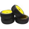 HIRCQOO 4Pcs OD 4.52" 1/8 RC Buggy Rubber Tires Tyre w/Plastic Rim 17mm Hex Compatible with Arrma Kyosho Exceed RC Traxxas Redcat HSP HPI 1/8 Scale Off Road Car Buggy (Yellow) view 2