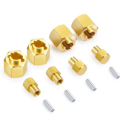 MOHERO 4Pcs Brass Counterweight 6mm Hex Wheel Hubs Combiner for 1/24 SCX24 90081 AXI00001 RC Crawler Car