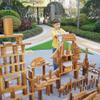 210 pcs Outdoor Large Wooden Building Blocks Set for Kids Toddlers 3-12 (35 lbs), Big Carbonized Wooden Sensory Blocks Toys, Mega Outside Building Toys for Preschool view 3