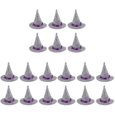 PRETYZOOM Halloween Decorations 18PCS Halloween Mini Witch Hats Felt Witch Hats Wine Bottle Covers Table Decoration Party Favor DIY Crafts