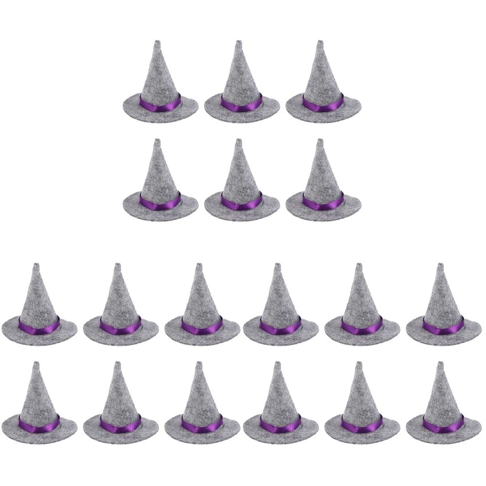 PRETYZOOM Halloween Decorations 18PCS Halloween Mini Witch Hats Felt Witch Hats Wine Bottle Covers Table Decoration Party Favor DIY Crafts