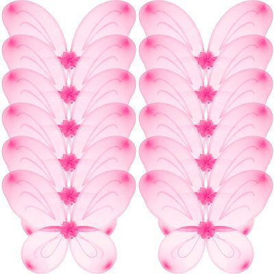 12 Pcs Butterfly Fairy Wings Butterfly Wing Dress up Party Costume Accessory Angel Costume for 2 to 12 Years Girls(Light Pink)