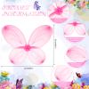 12 Pcs Butterfly Fairy Wings Butterfly Wing Dress up Party Costume Accessory Angel Costume for 2 to 12 Years Girls(Light Pink) view 2