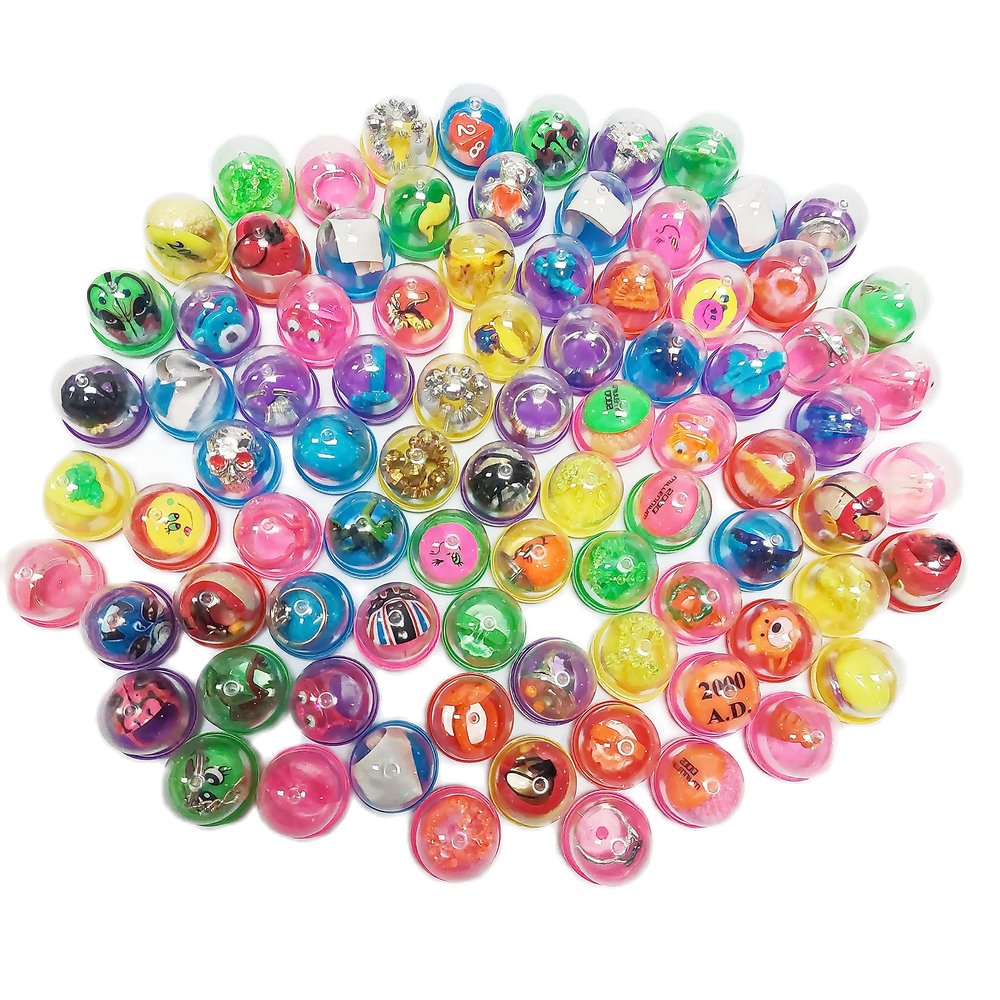 100Pcs Small Filled Toys Capsules, Party Bag Fillers, Birthday Party, Scool Rewards, Pinata's, Vending Machine for Kids