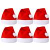 SULOLI Christmas Santa Hats, 6 Pack Xmas Comfort Plush Red and White Holiday Hats for Christmas Festive Holiday Party Supplies view 1
